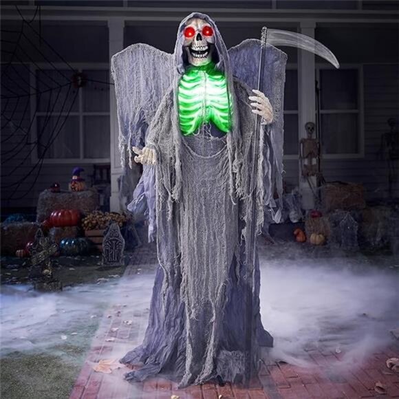 65" Halloween Decorations Outdoor, Life Size Animatronics Grim Reaper - Picture 7 of 7